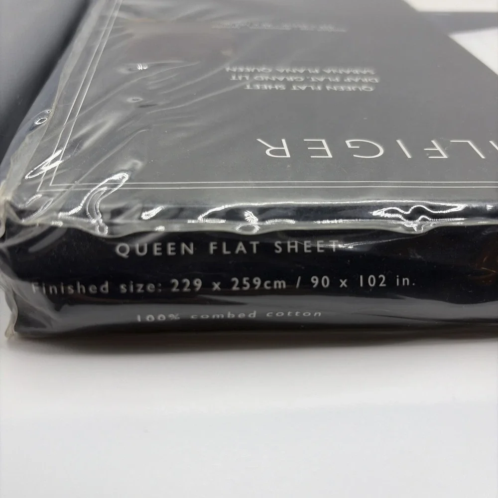 Vintage Tommy‎ Hilfiger Queen Flat Sheet Navy Blue 100% Combed Cotton NIP